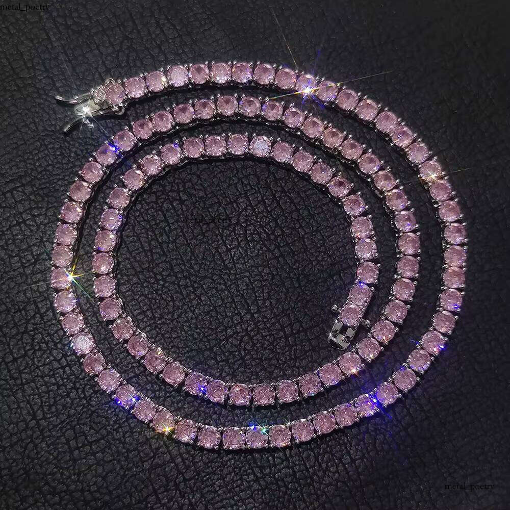 Wholesale Bling Mens Women 4mm Lab Diamond Chain Green Pink Jewelry Tennis Bracelet VVS Moissanite