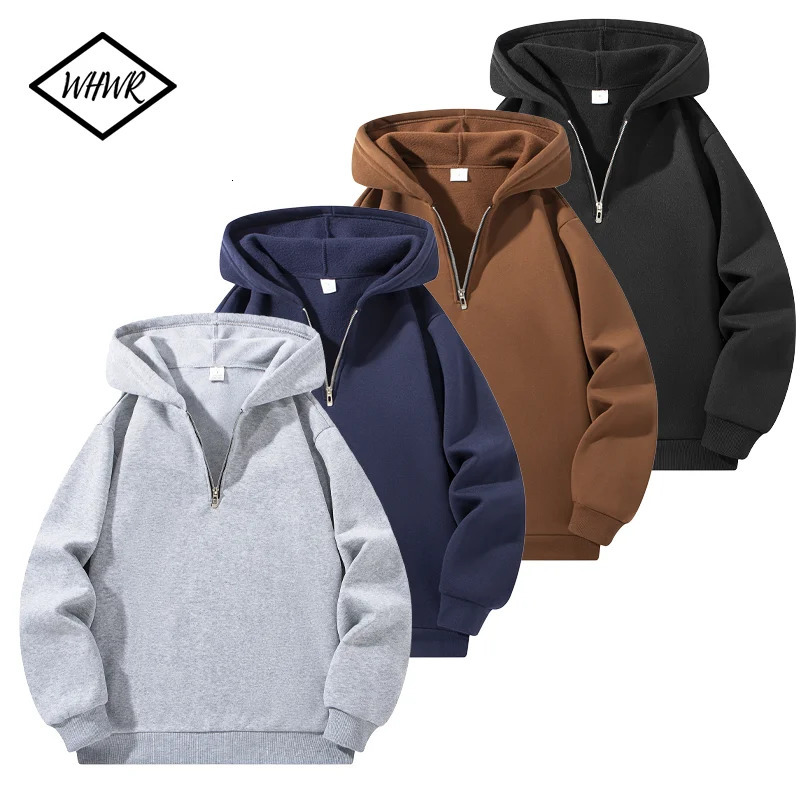 Mens Casual Sweatshirt Hoodies Long Sleeve Stand Collar Half Zipper Pullover Solid Sweatshirt Autumn Outdoor Streetwear for Men251205