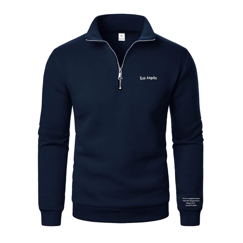 Spring and Autumn casual half zipper stand up collar hoodie trend simple and loose oversized fleece mens hoodie251205