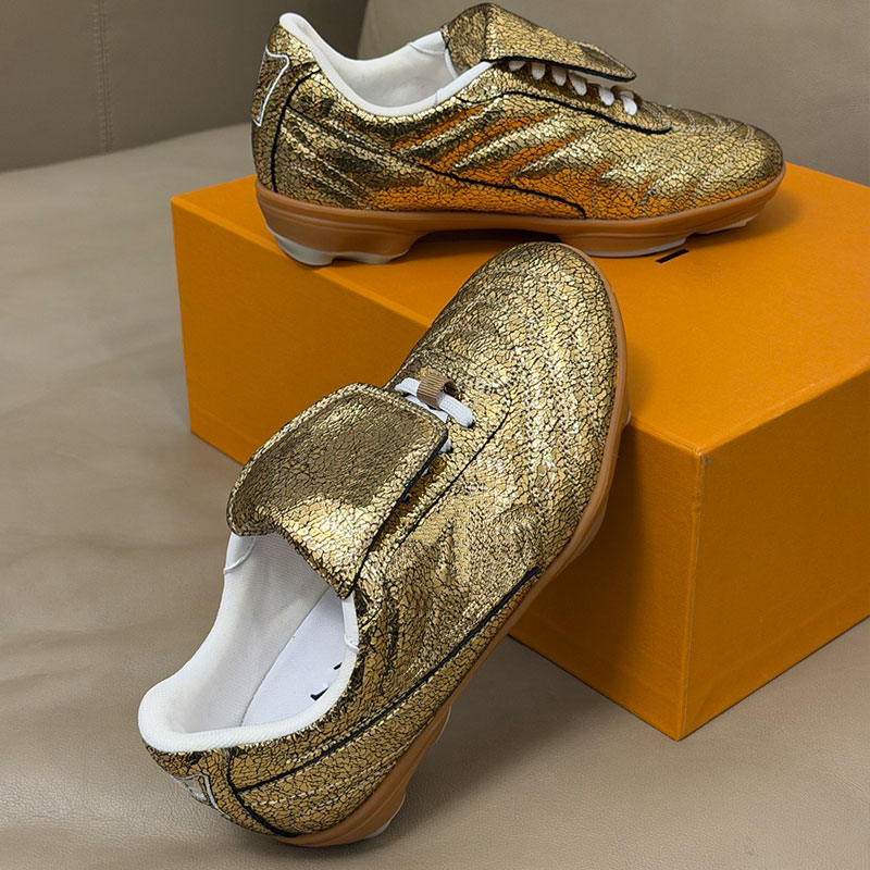 Footprint Soccer Sneaker 1AJALO Scarpe da ginnastica da uomo in pelle di vitello effetto screpolato da donna Designer Scarpe da ginnastica da calcio