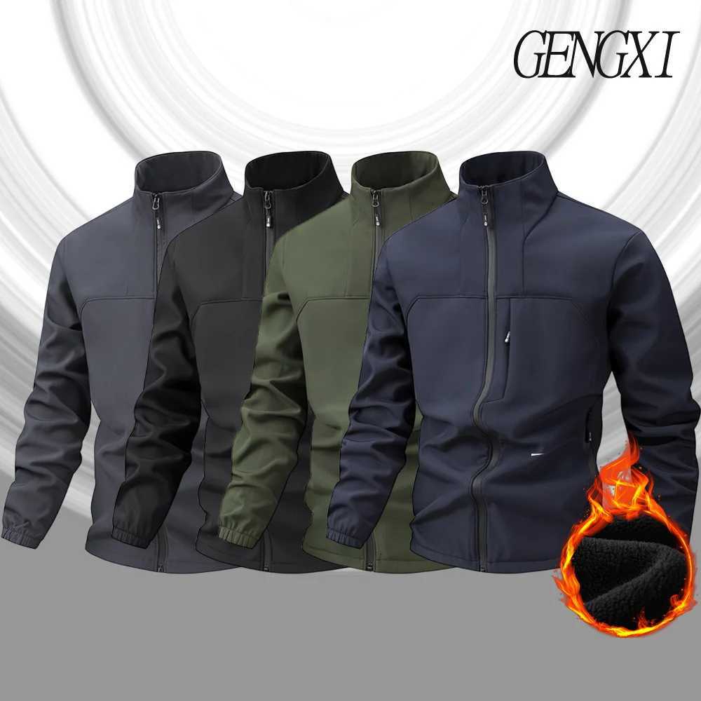 2025 Autumn/Winter New Arrival Mens Softshell Tactical Jacket Casual Fashion Fleece-Lined Warm Stand-Up Collar Coat Windproof W251209