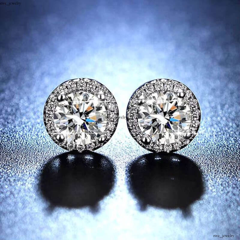 VVS Moissanite S925 Sterling Silver Round Bag Earrings Elegant Light Luxury Manufacturer Wholesale