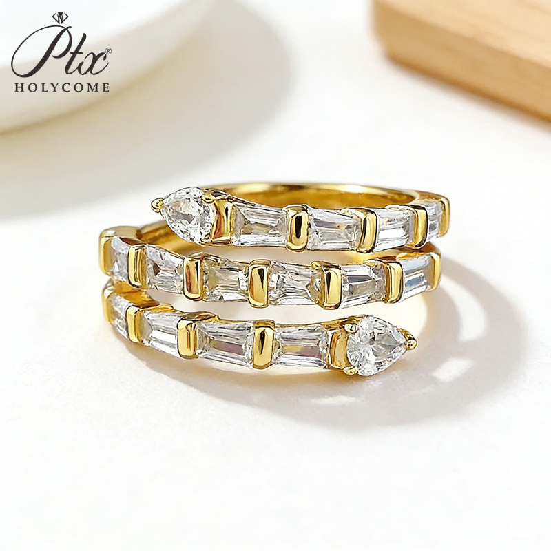 Fashion 925 Sterling Silver Engagement Rings Pear Cut Moissanite Diamond Elegant Bridal Band For Women Promise Ring Wedding