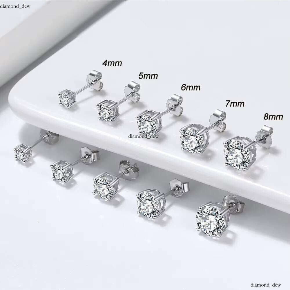 SE-2 Wholesale Classic Four/Six Prong Inlaid 6mm VVS Moissanite 925 Sterling Silver 5A VVS Moissanite Women's Earrings Fashion Jewelry