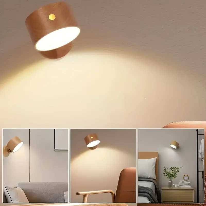 Applique murale LED Rechargeable, lampe de chevet murale avec Port USB, boule magnétique rotative à 360 degrés, lumière sans fil M251209