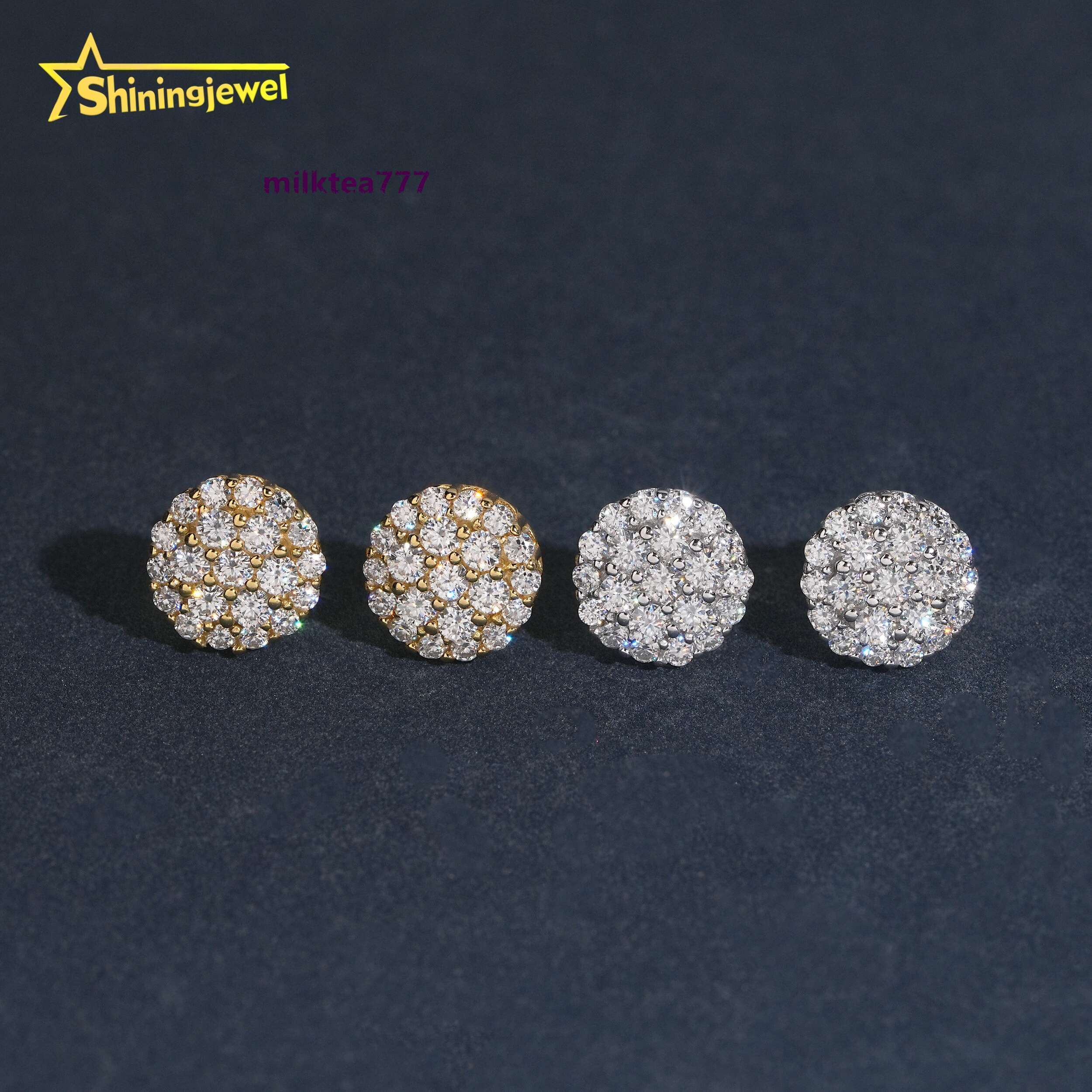 10mm Round 925 Sterling Silver Hip Hop Jewelry Iced Out Earrings Moissanite Diamond Earrings Screw Back