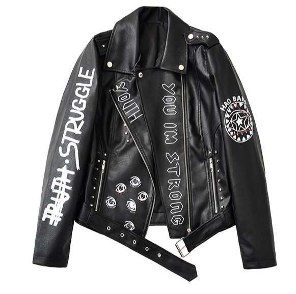 Women's Faux Leather jacket Short Slim Fit Turn Down Collar Korean Style Versatile Motorcycle Jacket PU Leather Coat For Women Luxury