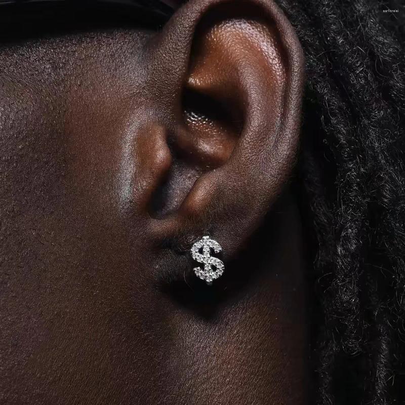 Stud Earrings Gothic Full Zircon Money Dollar For Women Men High End Hip-hop Fashion Niche Design Jewelry Gift