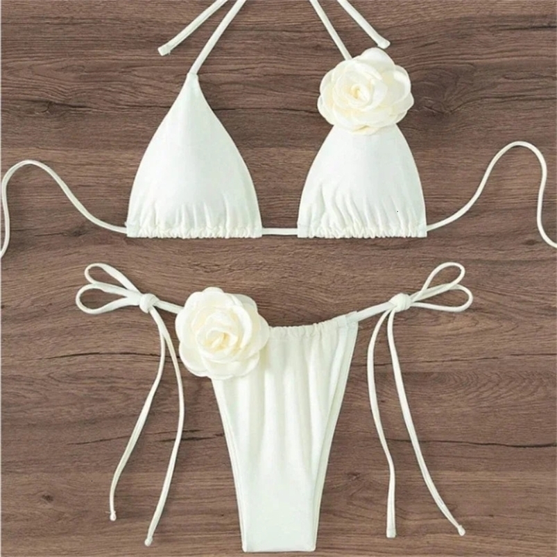 S - L Sexy 3D Flowers Halter Strappy Bikini Women Swimwear Female Swimsuit Two-pieces Bikini Set Bather Bathing Suit Swim 251201CJ