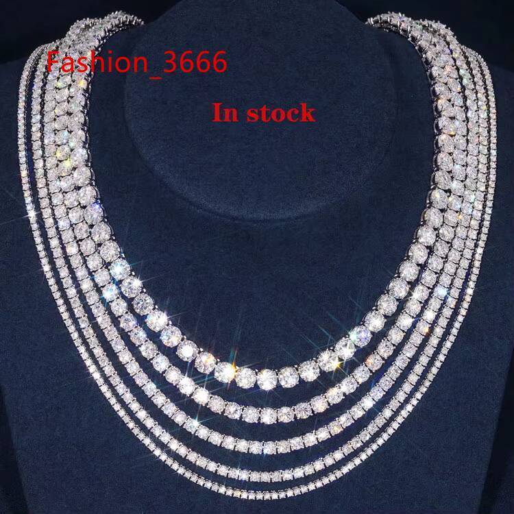 Pass Diamond Tester RTS Hip Hop Jewelry Iced Out 2mm 3mm 4mm Lab Diamond 925 Silver VVS Moissanite Tennis Chain Necklaces