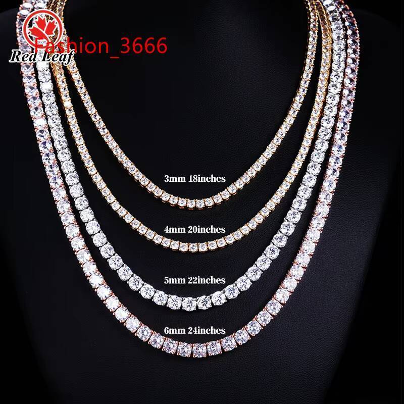 Pass Diamond Tester Hip Hop 925 Sterling Silver 2mm 3mm 4mm 5mm 65mm VVS Moissanites Diamond Necklace Moissanite Tennis Chain