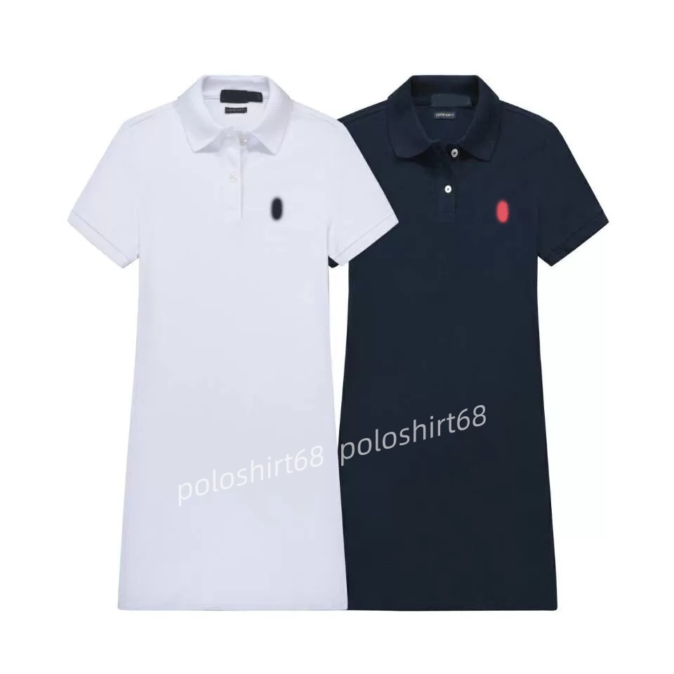 Women's polo dress new summer with loose fit slimming effect lapel collar solid color and short sleeves Size S-XL