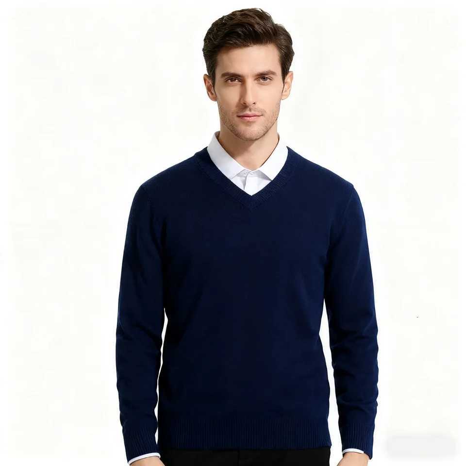 Mens Cashmere Warm Pullovers Sweater V Neck Knit Autumn Winter Fit Tops Male Wool Knitwear Jumpers Bottoming shirt Plus SizeXJ251210