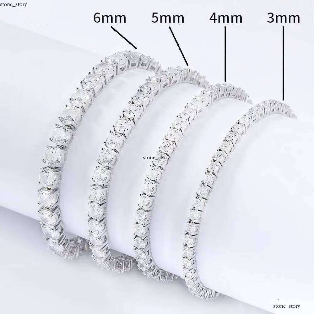 Custom HPHT CVD Lab-Grown VVS Moissanite Tennis Bracelet Necklace Chain 10K 14K White Gold 3mm 4mm 5mm IGI GIA Women's Certificate