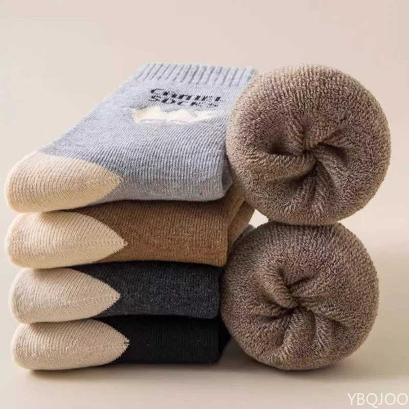 5 pairs of mens mid length socks with thick fleece warm looped socks for autumn winter casual long socks for menXJ251210