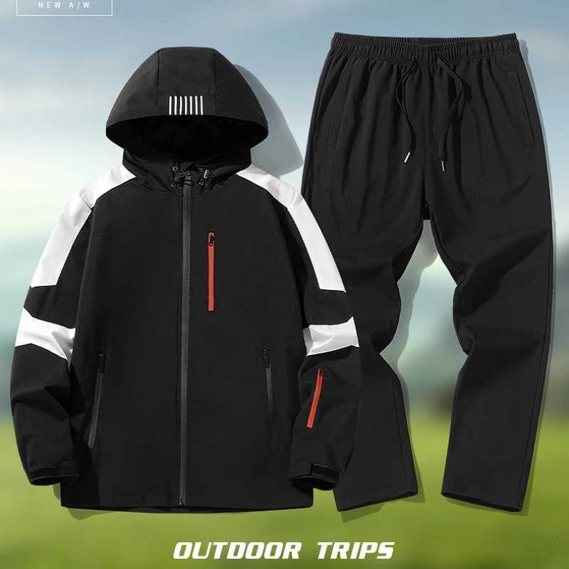 Autumn Mens Waterproof Tracksuit Outdoor Mountaineering Training Sets Men Clothing Windproof Windbreaker Jacket Pants Suit Sets M251210