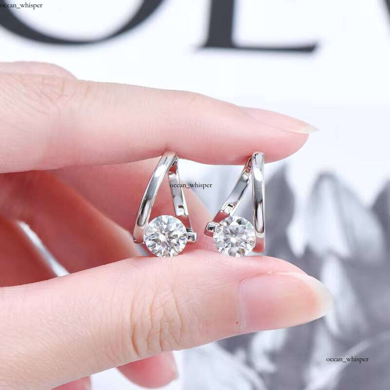 VVS Moissanite Chasau New GRA Certified 6.5mm 1.0ct 2pcs Silicon 925 Sterling Silver Women's Single Stone Twist Hoop Earrings