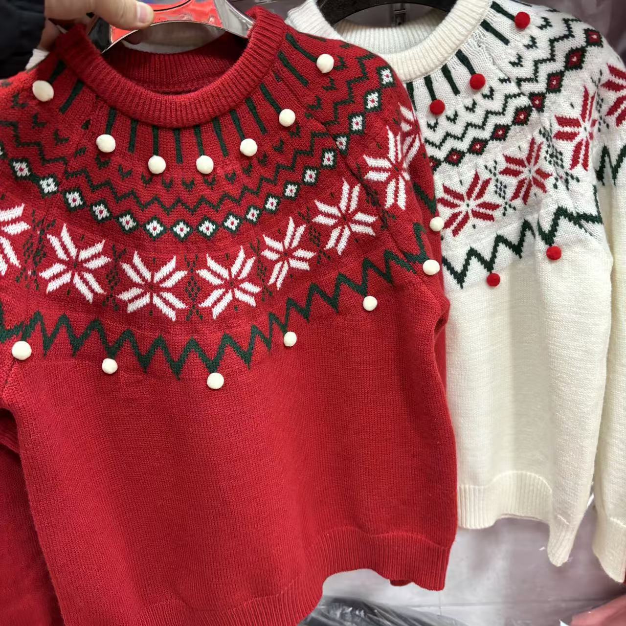 Women's Sweaters Sweet Print Christmas Red Sweater Women Cute O Neck Vintage Knitted Jumper Casual Korean Lady Fall Winter Preppy Style Loose T