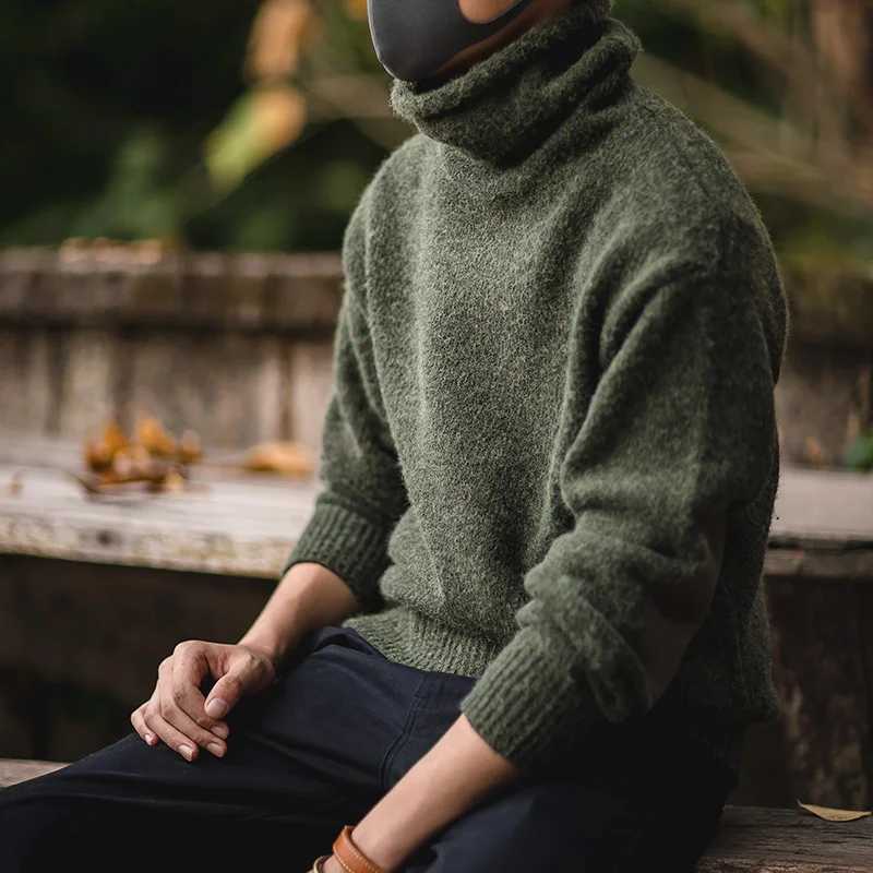 Maden Workwear American Retro Thickened Warm High Neck Sweater Autumn and Winter Lazy Knit Underlay Mens TopsXJ251210