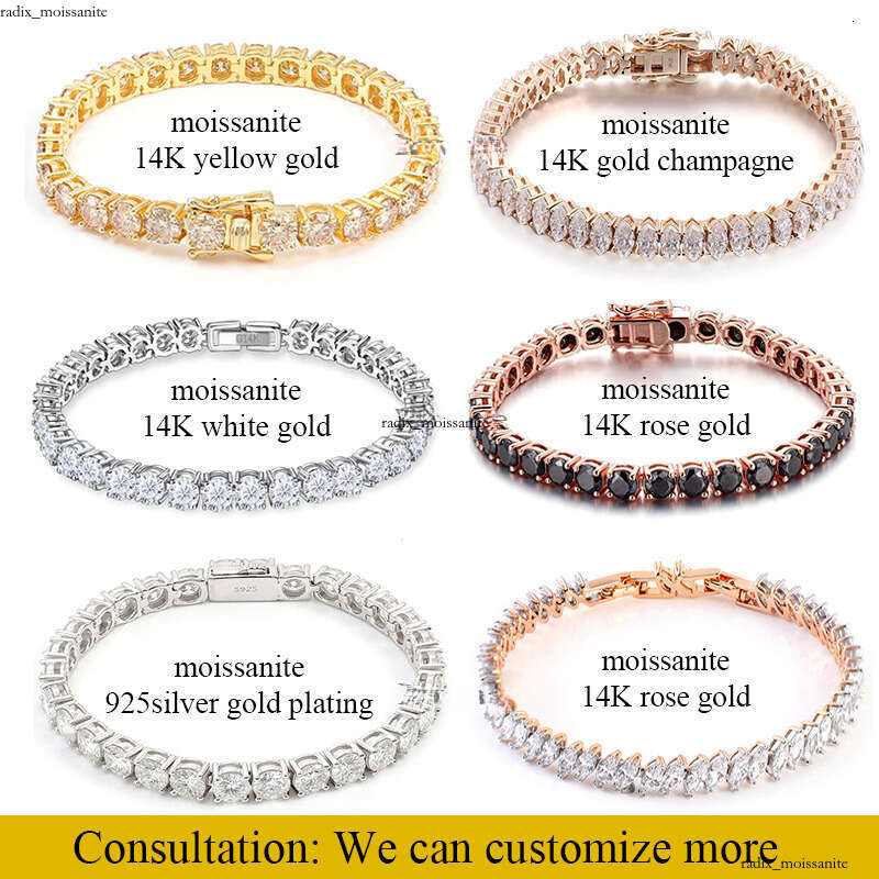 Wholesale Custom Chain Width 6mm 925 Silver VVS Silicon Stone VVS Moissanite Tennis Charm Iced Out Hip Hop Jewelry