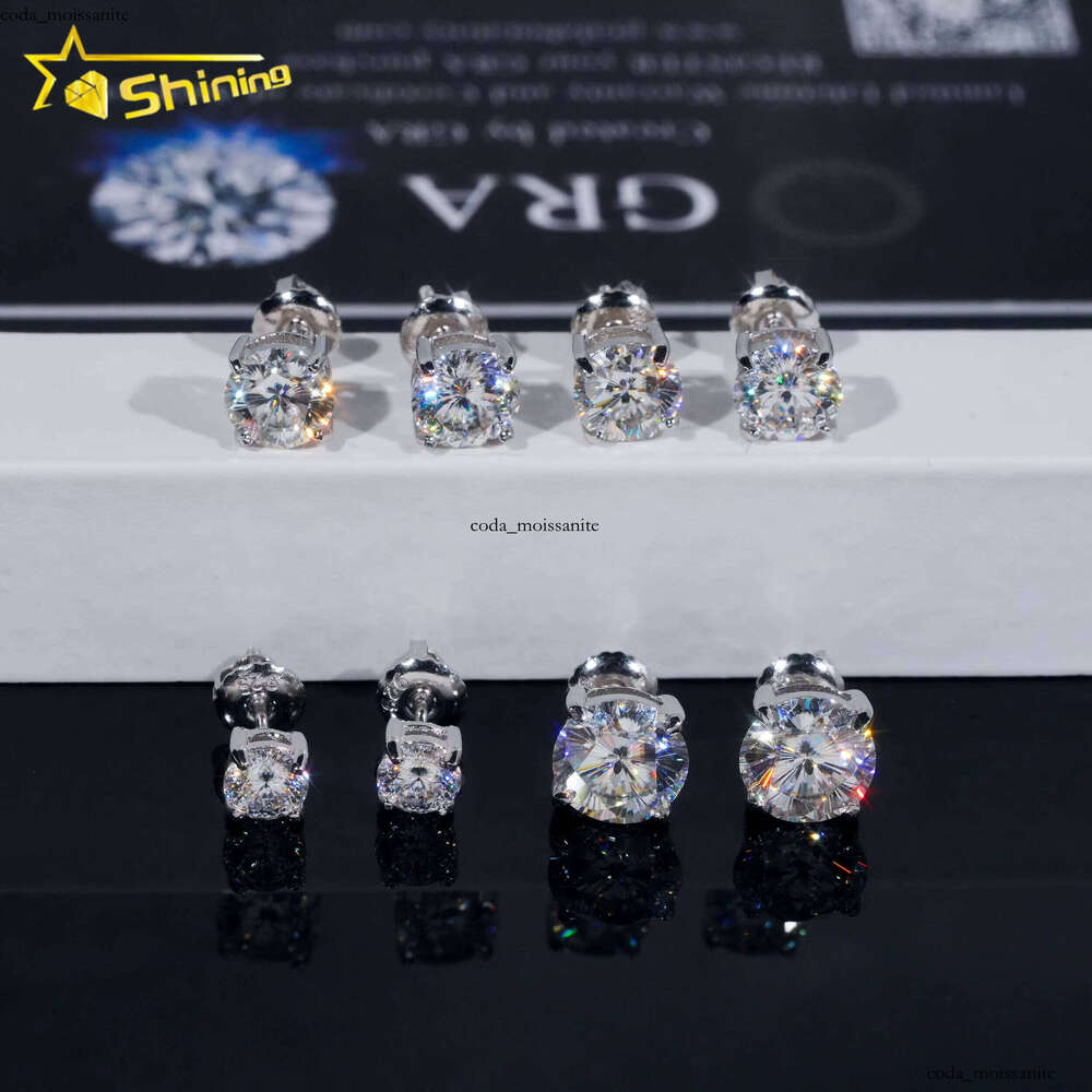 Ready to Ship Pure Silver 925 Cherry Blossom Cut Sandstone Women's Fashion VVS Round VVS Moissanite Stud Earrings