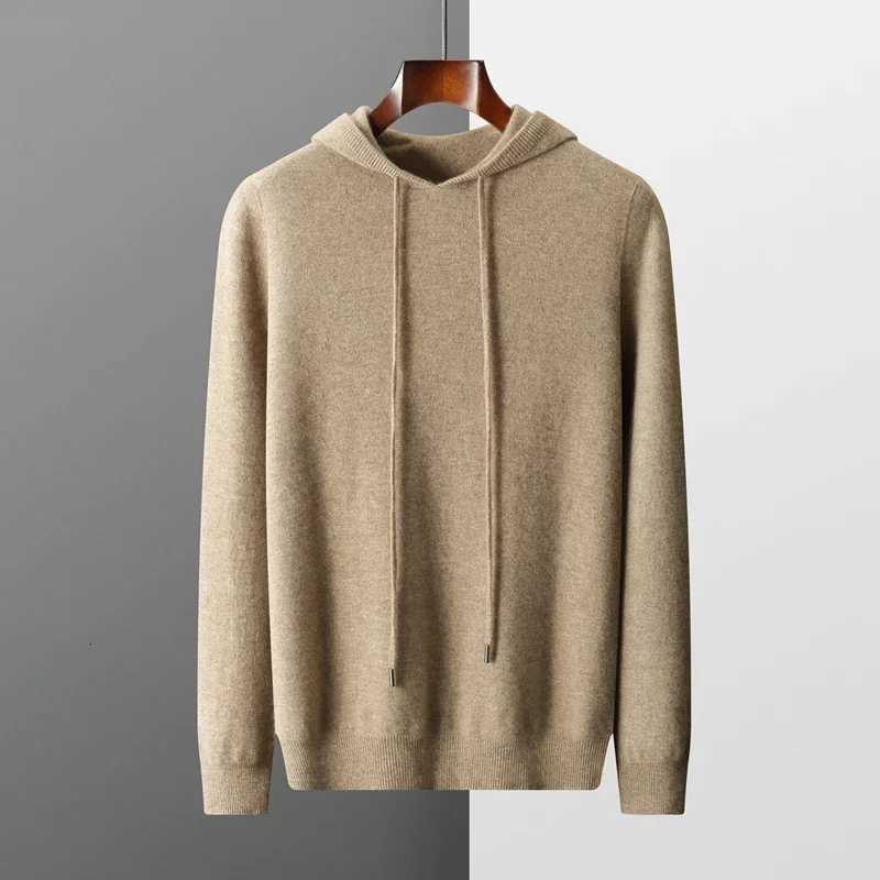 Mens One-piece ready-to-wear Hoodie 100 Merino Wool Knitted Sweatshirt Autumn Winter Casual Large Top Long SleevedXJ251210