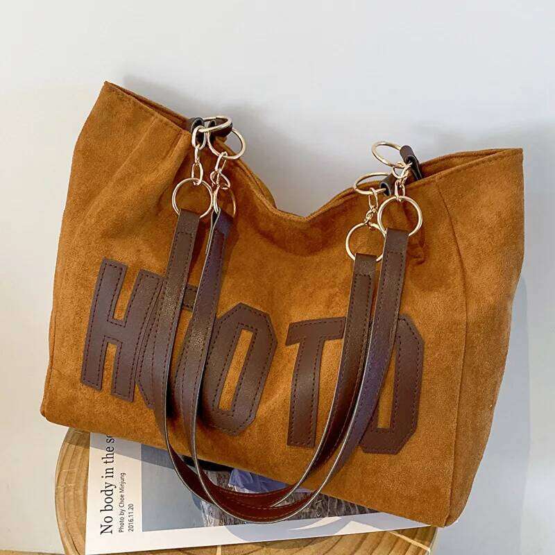 Solid Color Shoulder Trendy Letters Tote Bag Canvas Campus Handbag For Women Office College Work Travel Hand Bags Bolsa