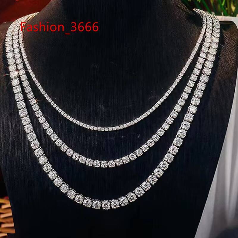 Wholesale 925 Silver Moissanite Tennis Necklace VVS Hip Hop Gold and Diamond Tester for Women and Men Pass