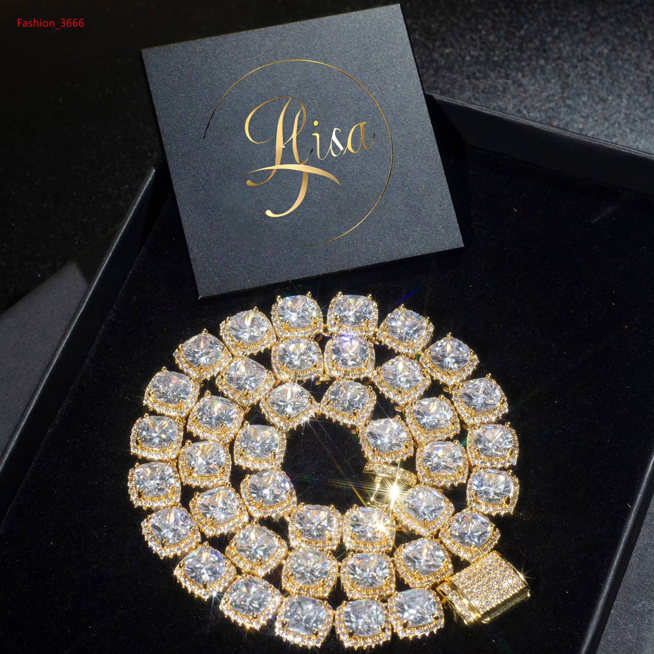 Pass Diamond Tester Vvs Moissanite Cluster Tennis Necklace Gra Certified Yellow Gold 925 Silver Tennis Chain Moissanite Jewelry