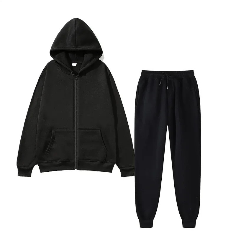 Mens Autumn and Winter Solid Color Hoodiepants Two-piece Set Womens Fashionable Casual Sports Set Size S-3XL Female Suit 251205