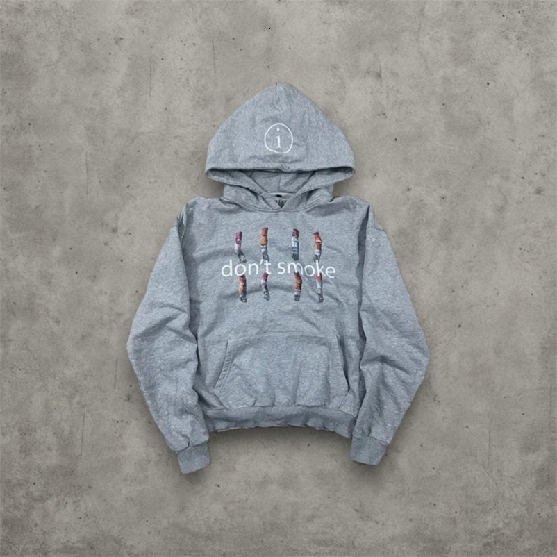 Y2K Gray Sports Hoodie Retro Smoke Print Sweater Men Women Fashion Vintage Classic Hip Hop Streetwear Clothing Loose Jacket 251205CJ