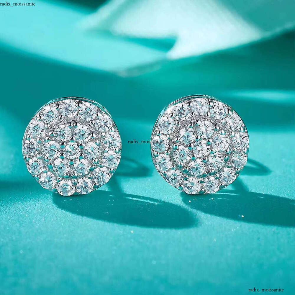 Wholesale Lab Grown VVS Moissanite Rhodium S925 Sterling Silver Luxury VVS Silicon Stone Round Women Stud Earrings