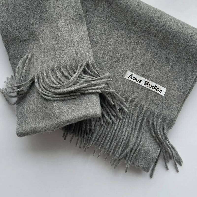 Real Scarf For Women Man Solid Color Plain Cashmere Shawl Wraps Luxury Brand Winter Female Fashion Warm 100% Wool Scarves