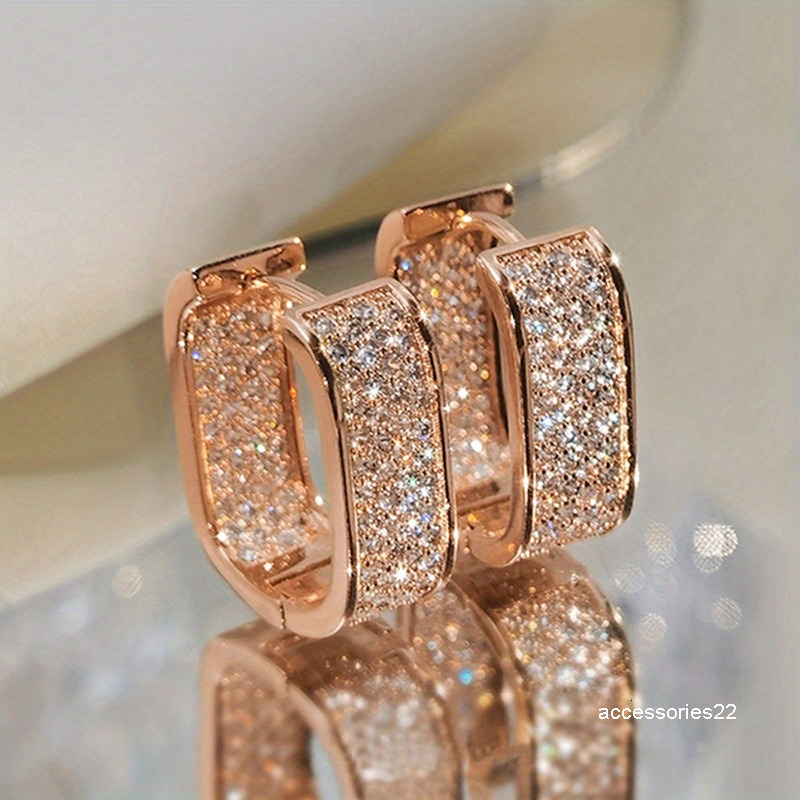 Stud Stud Earrings Women Micro Paved Sparkling Crystal Rose Gold Zircon Earrings Women Fashion Platinum/Gold Earrings Designer Luxury Jewelry Weddin