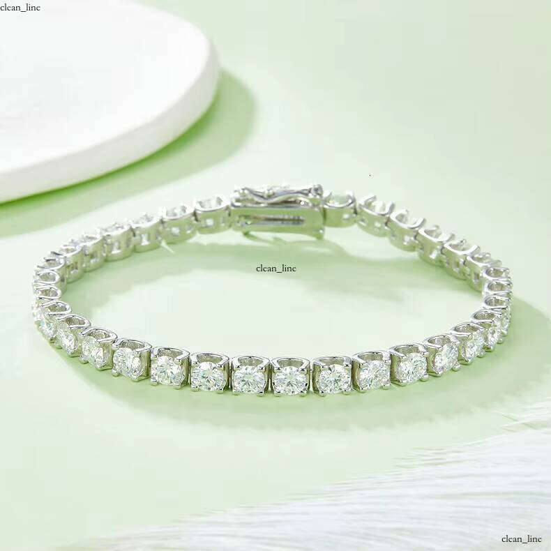 Manufacturer Wholesale VVS Moissanite Jewelry 925 Sterling Silver 3mm 4mm 5mm D VVS Tennis Bracelet Women's Silicon Stone