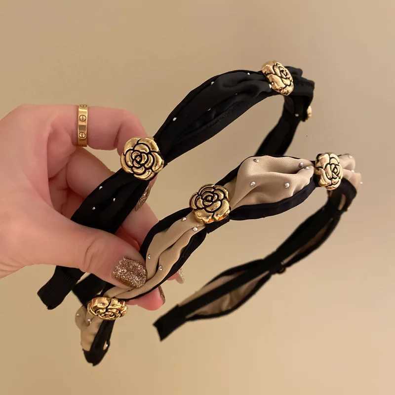 2025 New Camellia Temperament Hair Bands for Women Vintage Pleated Bowknot Headband Girls Fashion Hair Bands Hair AccessoriesT251210