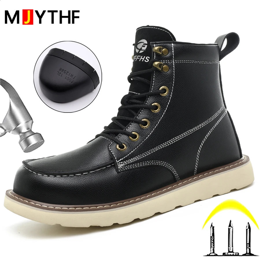 high-quality Work Boots Safety Shoes Men Waterproof leather shoes Ankle boots Steel toe shoes Puncture-Proof Protection Shoes 251204