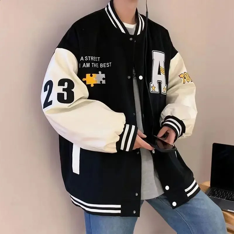 Loose Casual Mens Baseball Jacket Spring Autumn plus Size Student Couple Coat Printed Comfortable Loose Top for Men 251201
