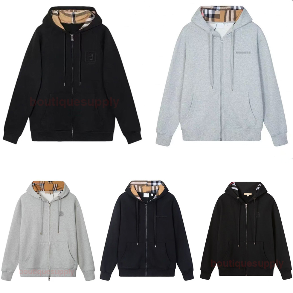 Designer hoodie Men's Pullover Seasonal Sportswear hoodie Casual Plaid Patchwork Zip-Up Cardigan Hooded Long Sleeved Jacket Loose Cotton outdoo