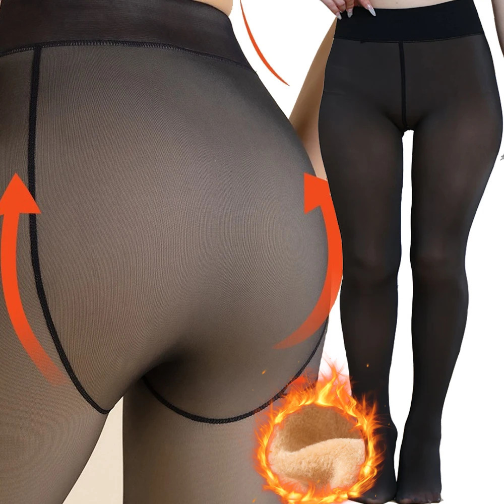 Pantyhose Women Winter Thermal Translucent Stockings Thermal Fleece Tights for Womens Plush Sock Pants Warm Leggings Women251210