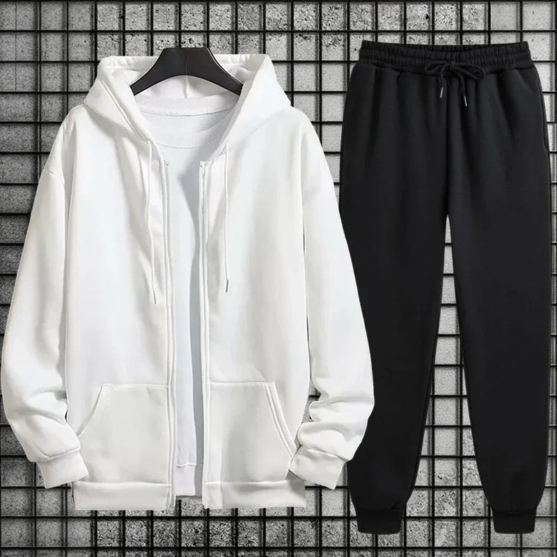 Arrival Mens Zipper Hoodie Sweatpants 2 Piece Set High Quality Hooded Long Sleeve Sweatshirt Autumn Winter Tracksuit 251205