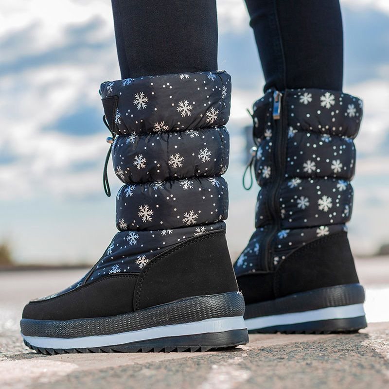 High quality winter snow boots anti slip casual cotton shoes fashionable and thick women's plus size warm and comfortable mid waist cotton boot