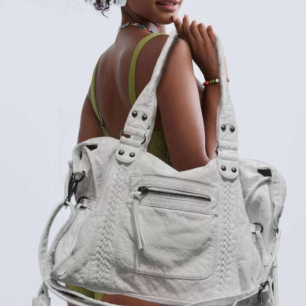 Ladies Fashion Y K Street Hot Girl Motorcycle Tote Large Capacity Retro Vintage Single Shoulder Bag