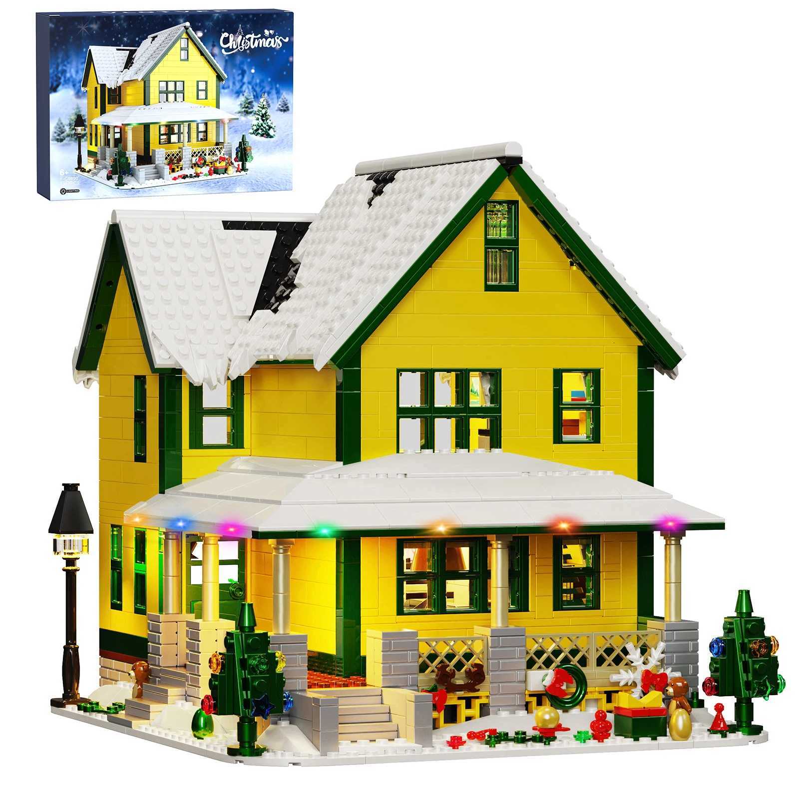 Christmas Story House Building Bricks Set with LightChristmas Village House Blocks Toys Gifts Friends and Kids 1367 PCS K260311-image-1097063430