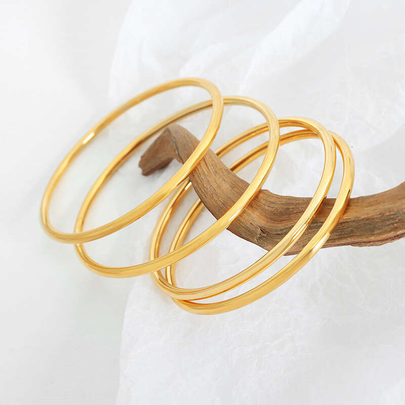 New French Style Vintage Simple Ring Multi-Size Stackable Unique Minimalist Bracelet Titanium Steel Cross-Border Jewelry for Women