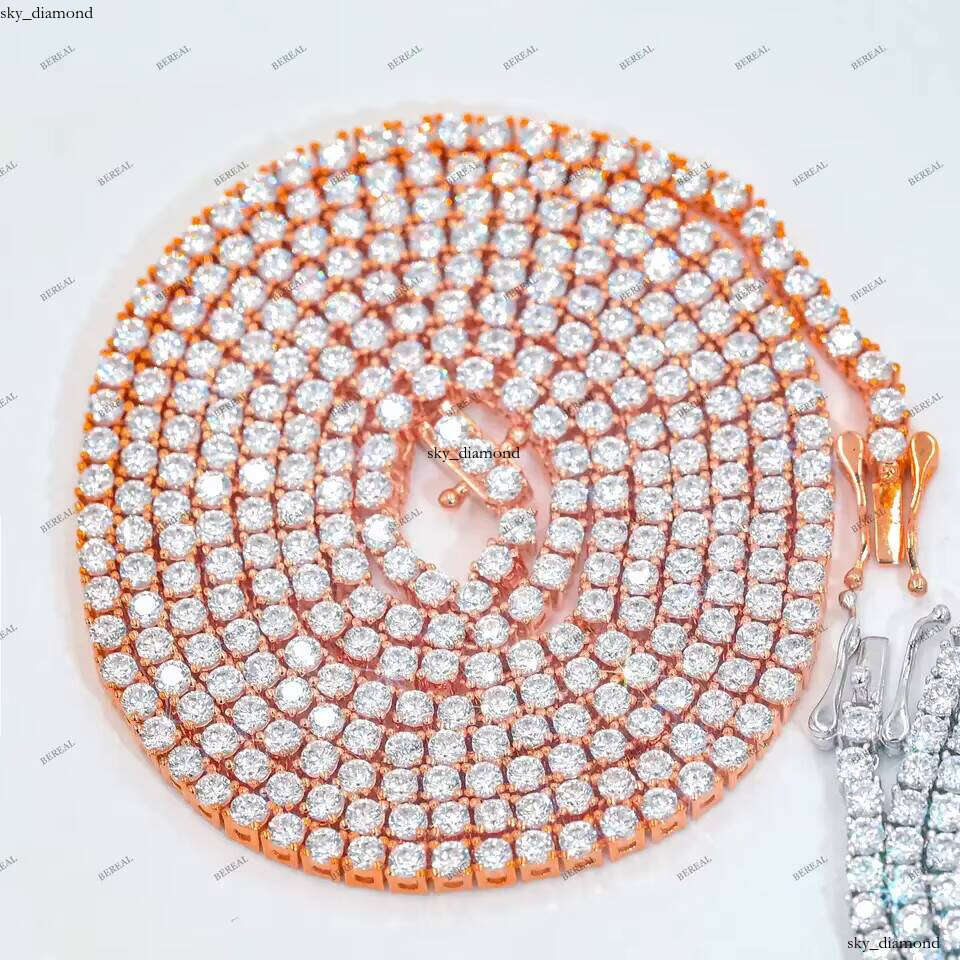 VVS Moissanite 3mm 8inch VVS Silicon Stone Tennis Bracelet Factory Wholesale Round Brilliant Cut Pearlescent 925 Silver Fine Jewelry Chain