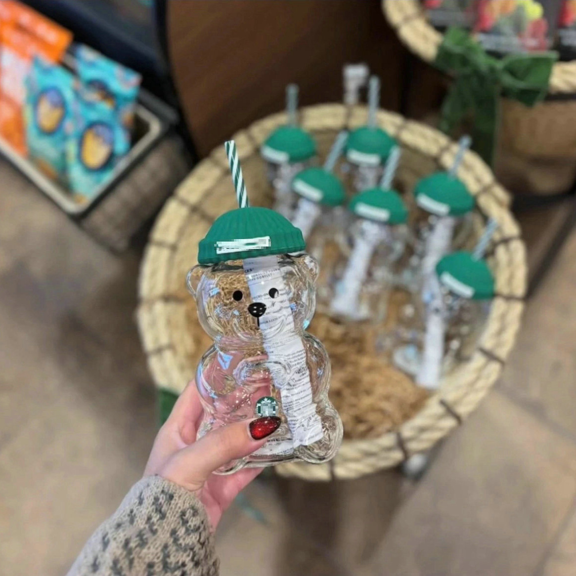 Glass 500ML Cartoon Bear Shaped Coffee Mug Cute Bear Mug Glass Cup With Straw Transparent Creative Milk Coffee Water Cups M260225-image-1095428417