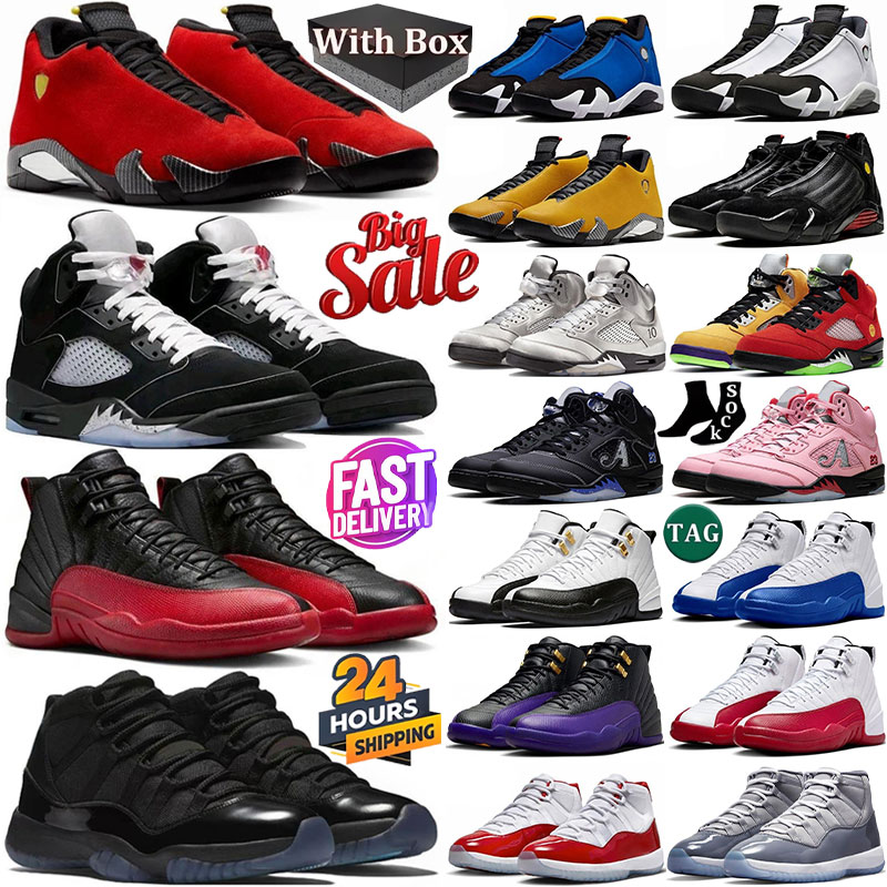 With Box Designer Basketball Shoes 12s Sneakers 5s Black Metallic 12 Flu Game 11s Gamma Blue Cherry Cool Grey Ferrari Black Toe 14s Womens Mens Trai