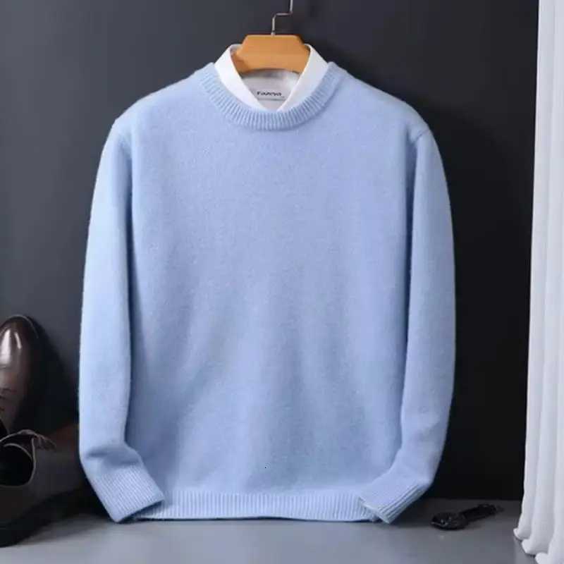 2025 Cashmere Sweater O-neck Pullovers Mens Loose Oversized M-3XL Knitted Bottom Shirt Autumn Winter New Korean Casual Men TopXJ251210