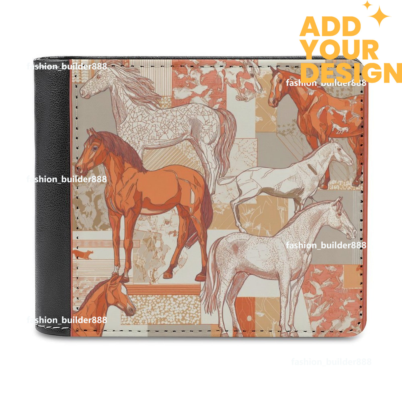 Custom Designer H Top Grain Leather Wallet Luxury Horse Pattern for Men Extra Capacity Bifold Wallet Ultra Strong Stitching Slim Billfold with 7 Car